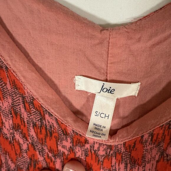 Joie Midi Dress Women's Small Red Floral Sleeveless Pullover Lightweight Vneck - Picture 5 of 11